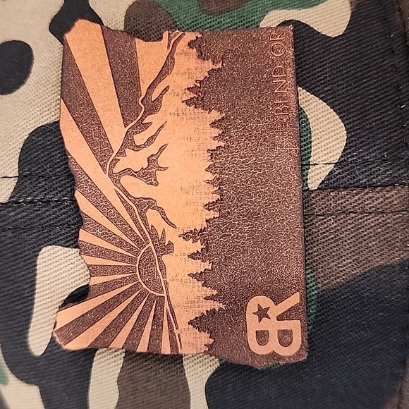 Black Rock Coffee Bend Oregon Camouflage Trucker Hat with Leather Oregon Patch - Picture 8 of 8